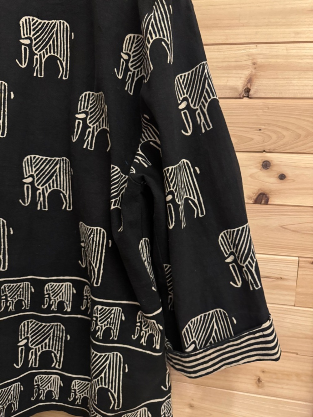 Vintage 90’s Large Art To Wear Thick Cotton Elephant Kimono Robe Pockets Boho - Picture 7 of 11